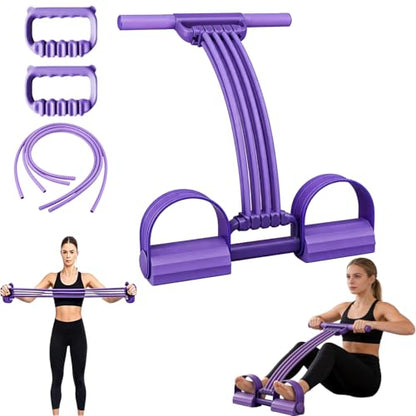 Pedal Resistance Band with Handle, 2026 New Upgraded 8-Tube 3-in-1 Multi-Function Foot Pedal Puller for Back Stretch & Chest Expand, Portable Latex Fitness with 4 Extra Replacement Tubes