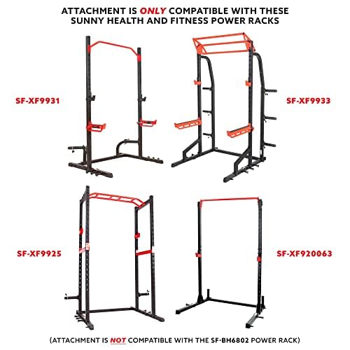Sunny Health & Fitness Power Cage Squat Rack Upgrade Attachments, Dip Bar, Plate Bar Holder, Belt Squat, J Hook, Lat, Adapter, U Ring, Pull Up Bar, Landmine, Captain's Chair, Tricep Rope For Home Gym - style: Bar Holder