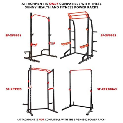 Sunny Health & Fitness Power Cage Squat Rack Upgrade Attachments, Dip Bar, Plate Bar Holder, Belt Squat, J Hook, Lat, Adapter, U Ring, Pull Up Bar, Landmine, Captain's Chair, Tricep Rope For Home Gym - style: Bar Holder