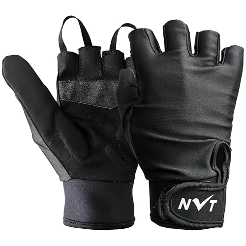 NVT Wheelchair Gloves & Workout Gloves for Men and Women – Weight Lifting Gym & Cycling Glove with Shock Absorption, Fingerless Grip & Wrist Support - size: Small