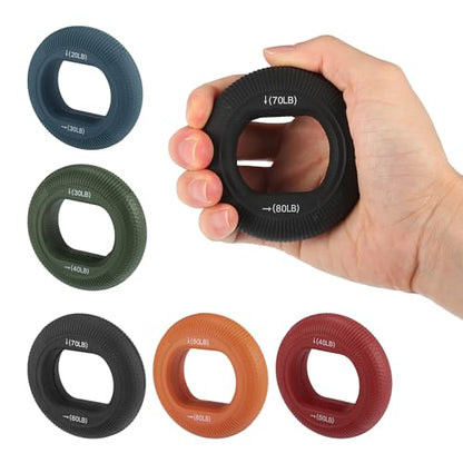 Hand Grip Strengthener, Fingers Exerciser - Silicone Rings for Muscle Training Sports Rock Climbing Finger Rehabilitation,6 Resistance Levels - color: Black(70/80LB)