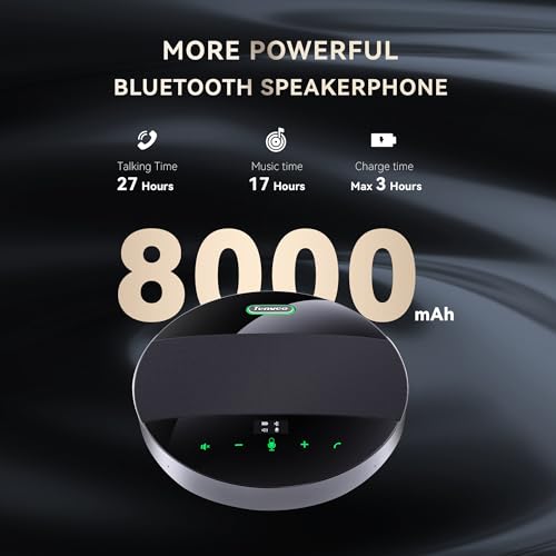 Tenveo MagiCall-EX Bluetooth Conference Speakerphone, Daisy Chain Expandable for up to 30 Attendees, 360° Voice Pickup, AI Noise Cancelling, USB/Bluetooth Wireless Speaker for Meetings & Large Rooms - color: Cosmic Black