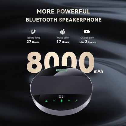 Tenveo MagiCall-EX Bluetooth Conference Speakerphone, Daisy Chain Expandable for up to 30 Attendees, 360° Voice Pickup, AI Noise Cancelling, USB/Bluetooth Wireless Speaker for Meetings & Large Rooms - color: Cosmic Black