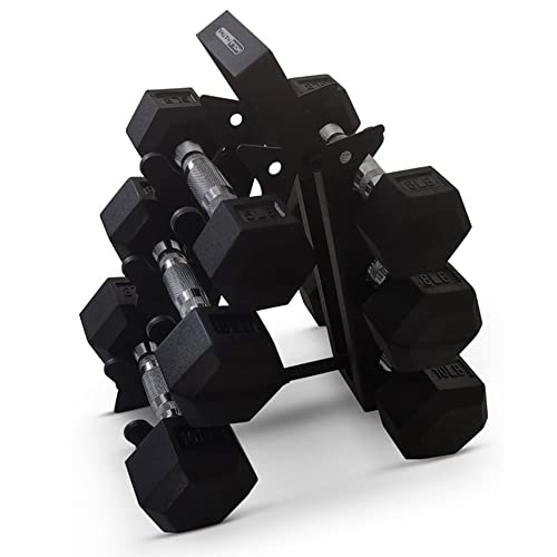 Hexagonal Dumbbell Free Hand Weight Set w/Rack