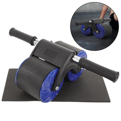 Zerodeko Automatic Rebound Two-wheel Abdominal Muscle Roller with Pad Mute Core Workout Equipment for Indoor Ab Training Home Fitness for Deep Muscle Stretch and Multi-method Exercise
