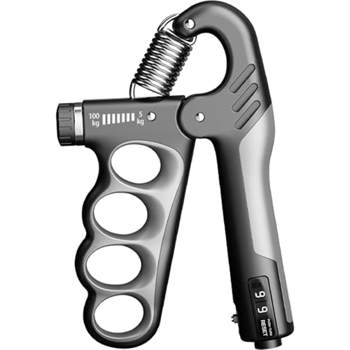 Grip Strength Trainer Forearm Strengthener, 11-220 lbs Adjustable Resistance, Automatic Counting, Ergonomic Design, Ideal Device for Grip Strengthening, Arthritis Relief, Hand Physical Therapy & Rehab - color: Gray