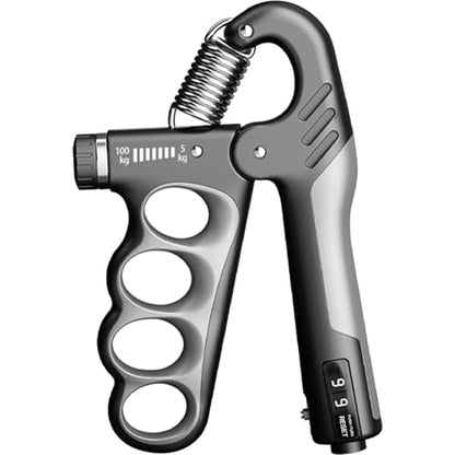 Grip Strength Trainer Forearm Strengthener, 11-220 lbs Adjustable Resistance, Automatic Counting, Ergonomic Design, Ideal Device for Grip Strengthening, Arthritis Relief, Hand Physical Therapy & Rehab - color: Gray