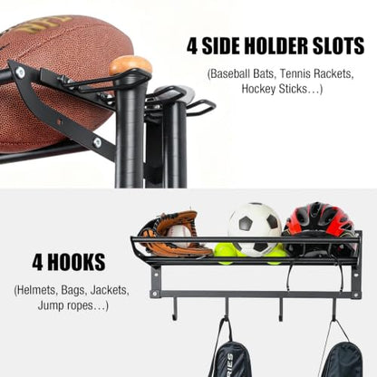 XCSOURCE Sports Equipment Organizer, 3-Tier Wall Mount Ball Storage Rack
