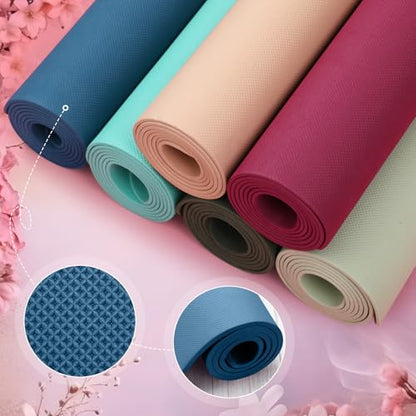 Timgle 6 Pack Yoga Mats Bulk 68 x 24 Inches Non Slip Exercise Yoga Mat 4 mm Thick Anti Slip Tear Resistant Sports Gym for Fitness Stretching Home Workout and Studio