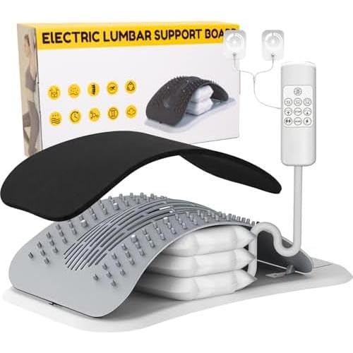 BREEV® Back Stretcher with EMS Electric Pulse Massage, Lumbar Support for Lower Back Pain Relief, Adjustable Spine Decompression Device, 108 Acupressure Nodes & Remote Control