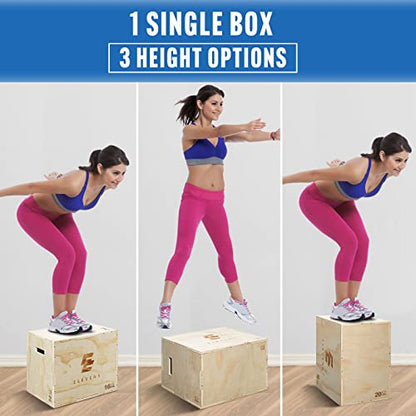Elevens 3 in 1 Wooden Plyo Box Jump Box Plyometric Box for Jumping Trainer, Skipping, Jumping, Lunges, Box Jumps, Squats, Step-Ups, Dips - color: 20"x14"x16"