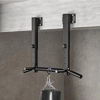 Wall Mount Pull Up Bar, Joist Beam Rafter Mount Pull-up Bar, Ceiling Mounted Chin Up Bar for Home Gym with Punching Bag Hanger - color: Black1