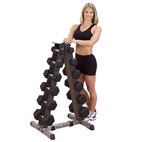 Body-Solid (GDR44B) Vertical Dumbbell Rack - Compact 6 Pair Hex Weight Stand for Home Gym - Heavy-Duty Steel Storage Rack