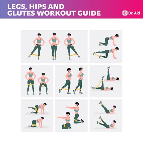 Dr. Aid Fabric Resistance Bands for Women & Men – 4 Booty Bands Set (2 Sizes, 2 Tension Levels) – Non-Slip, Non-Curl, Tear-Resistant, Extra Stretchy Workout Bands for Legs, Hips, Glutes & Butt