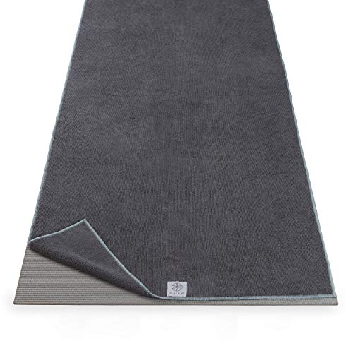 Gaiam Yoga Mat Towel, Non-Slip Microfiber, Hot Yoga (Folkstone Grey) - color: Folkstone Grey