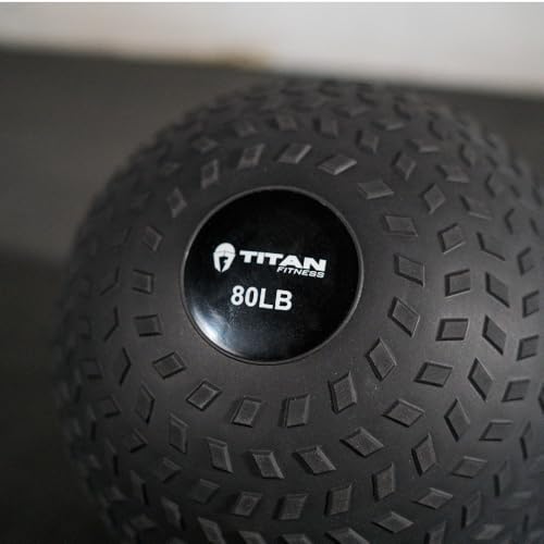 Titan Fitness Rubber Tread Slam Ball, Dead Bounce, Weight Workout - Throw, Catch, Slam, Twist - style: 80 lb