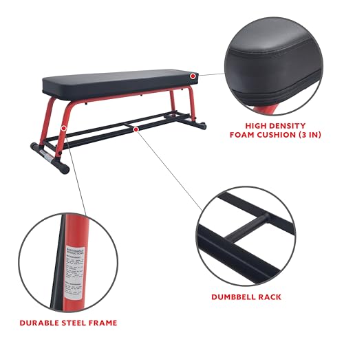 Sunny Health & Fitness Weight Bench for Heavy Duty Workouts, Exercise, Strength Training, Lifting and Home Gyms