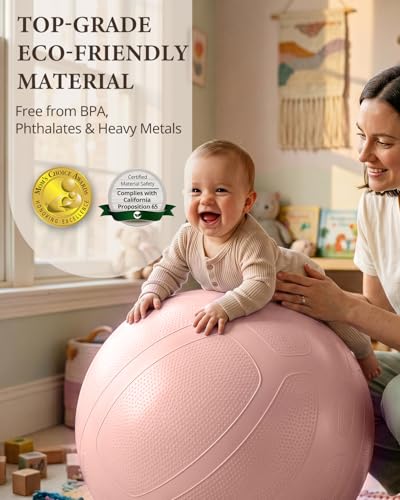 Trideer Pregnancy Birthing Ball, 1.7mm Extra Thick Yoga Ball for Maternity, Labor, Physio, Recovery, Exercise Guide & Daily Comfort Tips for All Trimesters, 1000LB Anti-Burst Non-Slip Stability Ball