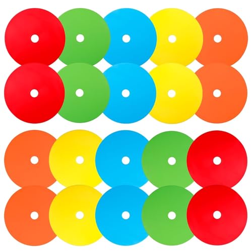 LAZR Non Slip Agility Marker Aggregate Dots 4.72 inch 9 inch Floor Dot Marker for Classroom Dance Sports Football Basketball Speed Agility Training - style: 6inch 20pcs(5colors)
