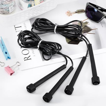 10 Pack Jump Ropes for Kids, PVC Skipping Rope with Plastic Handles, Adjustable Jumping Ropes for Fitness Exercise, Lightweight Speed Rope for Women Men Training Racing, Black