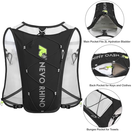 Waterproof Running Vest, 5.5L Breathable Running Hydration Vest with 1.5L Water Bladder, Water Vest for Hiking, Trail Marathon Race, Ideal for Women and Men - color: Black