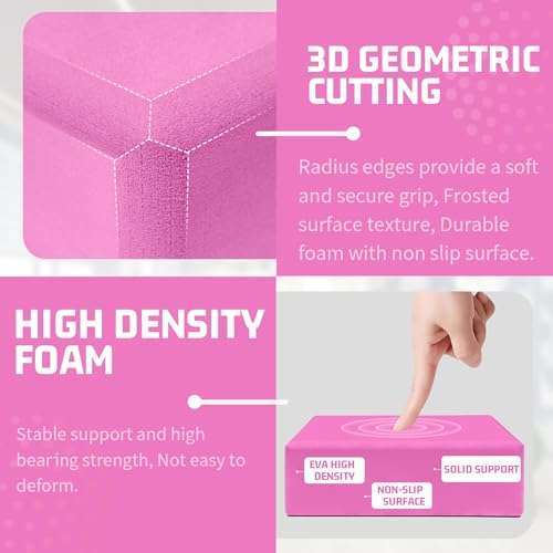 Yoga Blocks 2 Pack 3x6x9IN Foam Block Supportive Latex-Free with Rounded Edges, Non-Slip Exercise Blocks for Pilates, Meditation, Balance, Stretching and Deep Poses