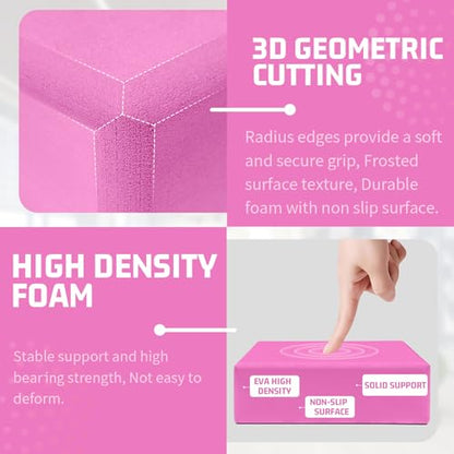Yoga Blocks 2 Pack 3x6x9IN Foam Block Supportive Latex-Free with Rounded Edges, Non-Slip Exercise Blocks for Pilates, Meditation, Balance, Stretching and Deep Poses