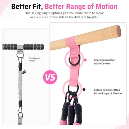 Pedal Resistance Bands with Handles for Women & Men - color: Pink