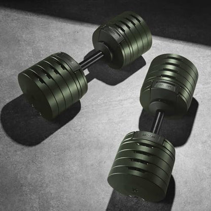 SMRTFT NUOBELL Adjustable Dumbbells 5–100 lb Set | Original NUOBELL | 26 Weights in 1 for Home Gym Strength Training | Steel-Knurled Handle | Space-Saving Dumbbell Set of 2 | 2-Year Warranty - color: Tactical