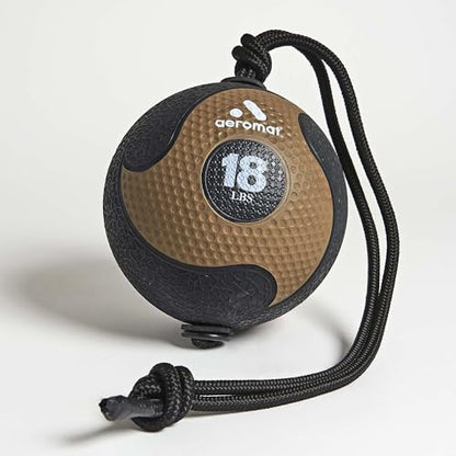 Aeromat Elite Power Rope Medicine Ball for Core Strength/Rotational Movements Training - style: 3 pounds (Brown)