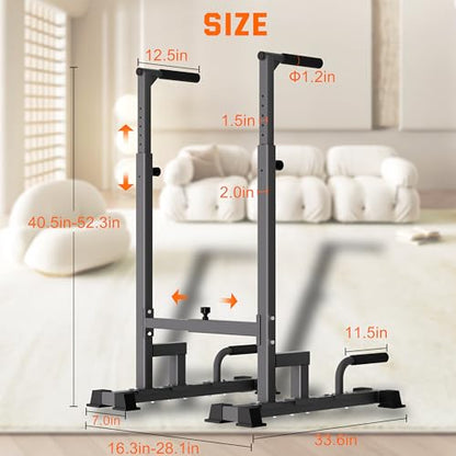 Dip Bar Attachment for 2"x2" Squat Rack, Heavy Duty Power Rack Attachment with 5/8" or 1" Hole - color: Black