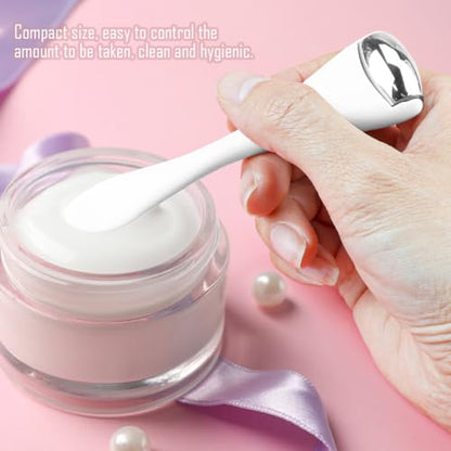 Eye Roller Face Roller Mini Ice Roller Facial Massage Roller Eye Cream Applicator Handheld Metal Eye Roller Skin Care Tool for Relief Facial Puffiness,White