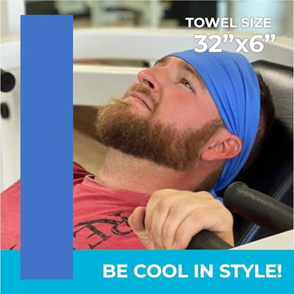 Original Cooling Towel – Be Cool in Style - Heat Relief, Soft, Lightweight, Sun Protection, Easy Clean - Perfect for Biking, Running, Yoga, Gym, Gardening - Blue - color: Blue