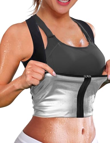 Women Neoprene Sweat Vest for Women Sauna Suit Hot Sweat Waist Trainer Vest Slimming Body Shaper - color: Black#1, size: Small