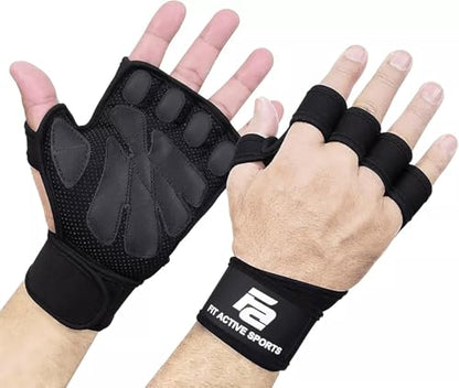 New Ventilated Weight Lifting Workout Gloves with Built-in Wrist Wraps for Men and Women - Great for Gym Fitness, Cross Training, Hand Support & Weightlifting. - size: Large