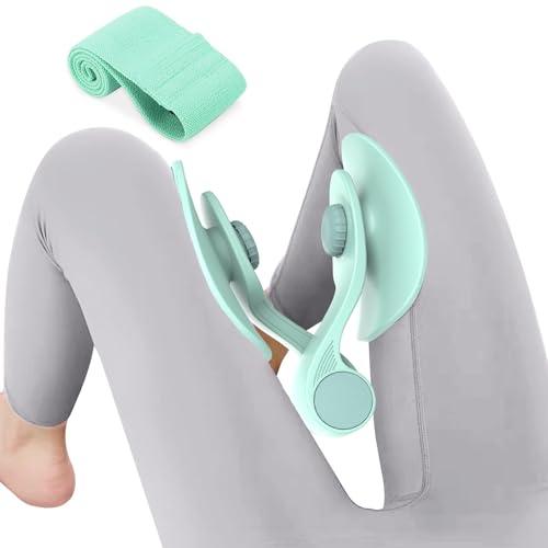 Pelvic Floor Exercise Device Available in 35 lb and 49 lb Resistance, Kegel and Inner Thigh Muscle Trainer, Home Workout Equipment for Postpartum Recovery, Women and Men, with Band - color: Light Green