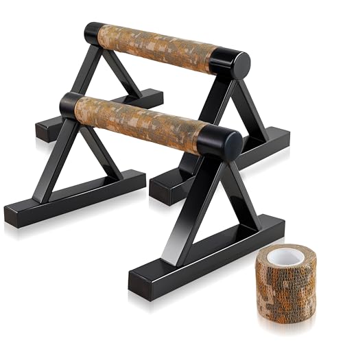 Wooden Calisthenics Parallettes Bars, Push up Handles Floor, Strength Training Pushup Stands, Parallel Handstand Bars for Home Workout Fitness