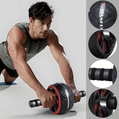 Ab Roller Wheel with Knee Pad, Ab Wheel Roller for Abs Workout & Core Strength Training, Dual Wheel Abdominal Exercise Equipment for Home Gym Fitness for Men & Women