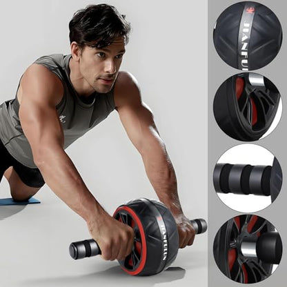 Ab Roller Wheel with Knee Pad, Ab Wheel Roller for Abs Workout & Core Strength Training, Dual Wheel Abdominal Exercise Equipment for Home Gym Fitness for Men & Women