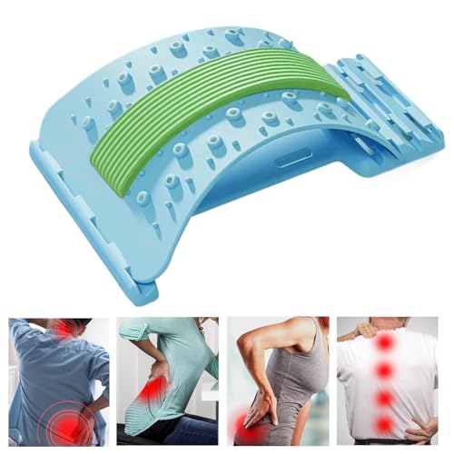 Lower Back Massager - 3-Level Adjustable Lower Back Stretcher | Non-Slip Lumbar Massager | Baack Arch Stretcher | Spine Stretccher for Body Recovery Muscle Release Yoga Workout Fitness - color: Blue