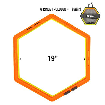 Hex Agility Rings for Speed Training & Agility Footwork Training Speed Hurdles Ladder with Carrying Bag (6 Rings)