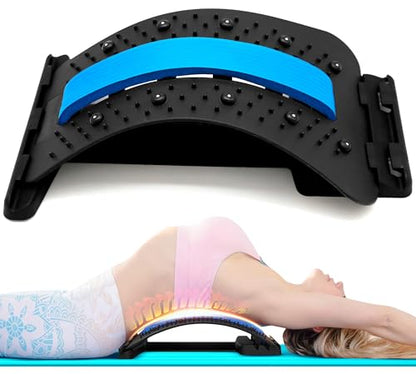 Lumbar Back Support Stretcher, Adjustable Lower Back Stretcher with Foam Massage Cushion, Multi-Level Traction for Bed, Chair, Car & Gym, No Power Needed, Lightweight, 14.86 x 9.84 x 3.15 in