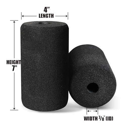 WF Athletic Supply Foam Foot Pads, Foam Roller for Gym Exercise Machines Equipment Replacements, Roller Pad for Leg Extension, PEC Deck Pads for Weight Bench, Sold by Pair (7” x 4” OD x 0.875” ID)