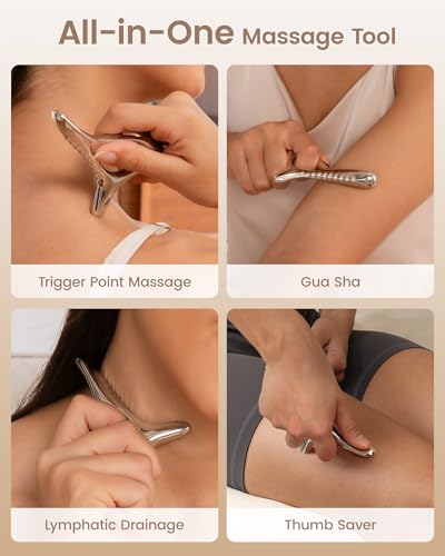 Trigger Point Massage Tool for Deep Tissue, Muscle Scraper Tool for Fascia Release, Metal Body Gua Sha Tool, Lymphatic Drainage Massager, Thumb Saver,Scar Tissue Massage,Acupressure Tool