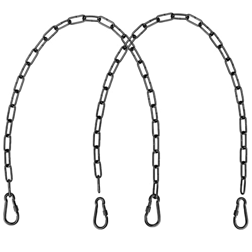 2 Pack 39inch Heavy Duty Hanging Chain with 4 Carabiners, 1000LB Capacity Hanging Chair Chain for Hammock Swing Hanging Chair Punching Bags Sandbag Indoor Outdoor Yoga Gym (Black) - color: Black, size: 39inch-2Pack