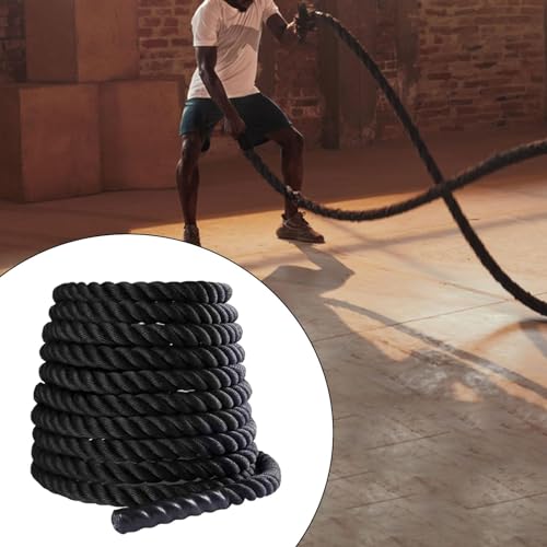 Battle Rope 9.18/9.8ft Length Heavy Battle Exercise Training Rope Workout Rope Fitness Rope for Strength Training Homes Gym 25mmx2.8m Black