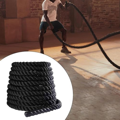 Battle Rope 9.18/9.8ft Length Heavy Battle Exercise Training Rope Workout Rope Fitness Rope for Strength Training Homes Gym 25mmx2.8m Black