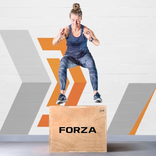 FORZA 3-in-1 Plyometric Jump Box – Strength Training Equipment | Indoor Wooden Box Training Tool | 20" 24" 30" (51cm 61cm 76cm) Plyo Box