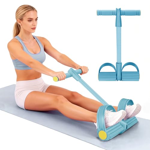 Resistance Bands with Handles 6 Tube Multifunction Tension Rope, Sit-Up Exercise Equipment with Foot Pedals and Handles，Pedal Resistance Band for Abdomen, Waist, Arm, Leg