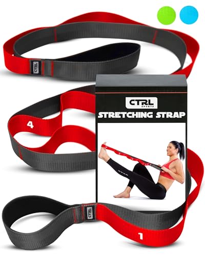 Stretching Strap with Loops, Non Elastic Stretch Band for Physical Therapy - color: Red